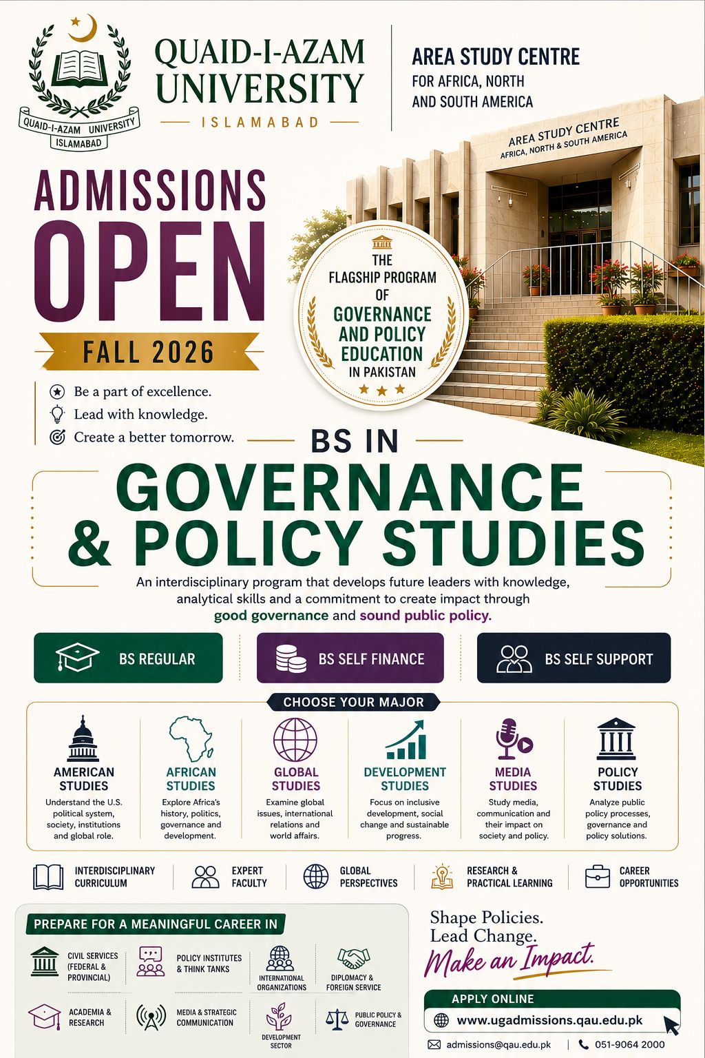 BS in Governance & Policy Studies Admissions Fall 2026